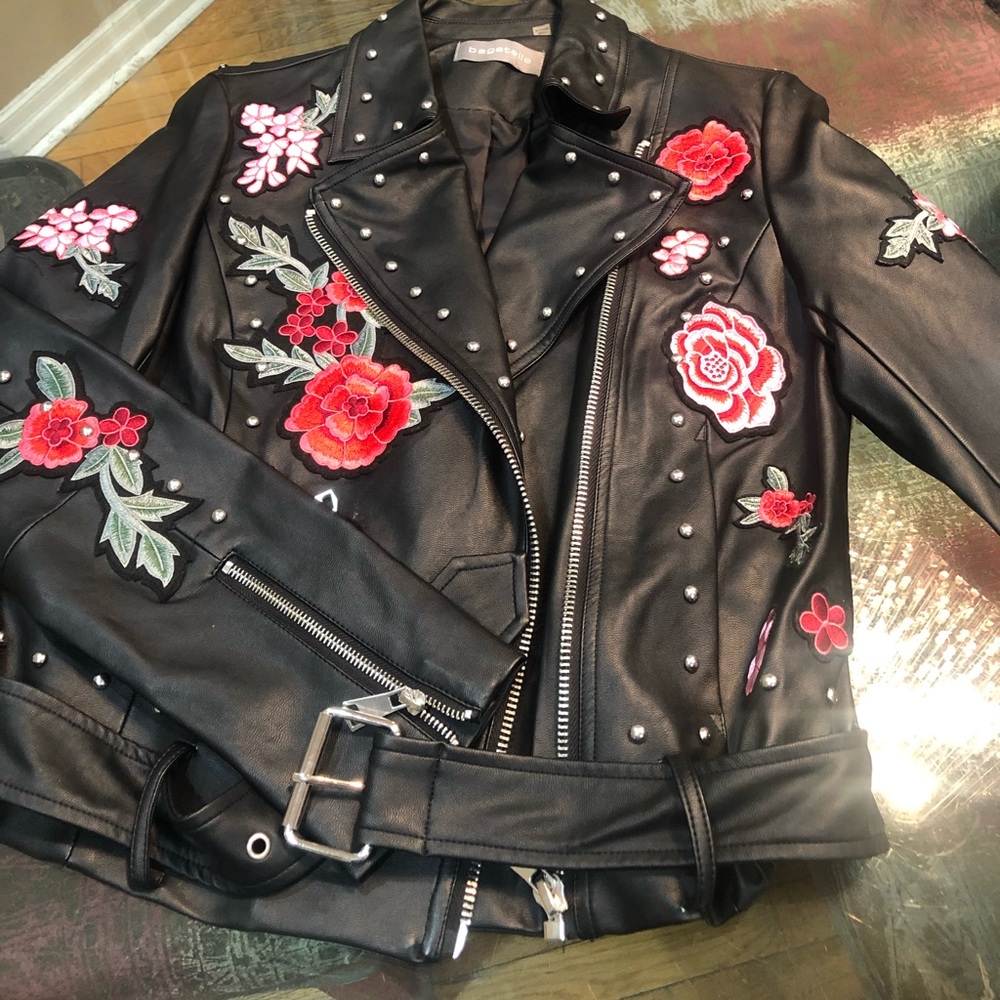 Ladies floral moto jacket